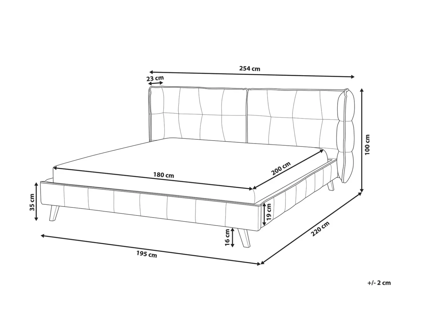 Letto Velluto SENLIS 180 x 200 cm Grigio