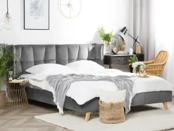 Letto Velluto SENLIS 180 x 200 cm Grigio