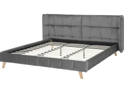 Letto Velluto SENLIS 180 x 200 cm Grigio