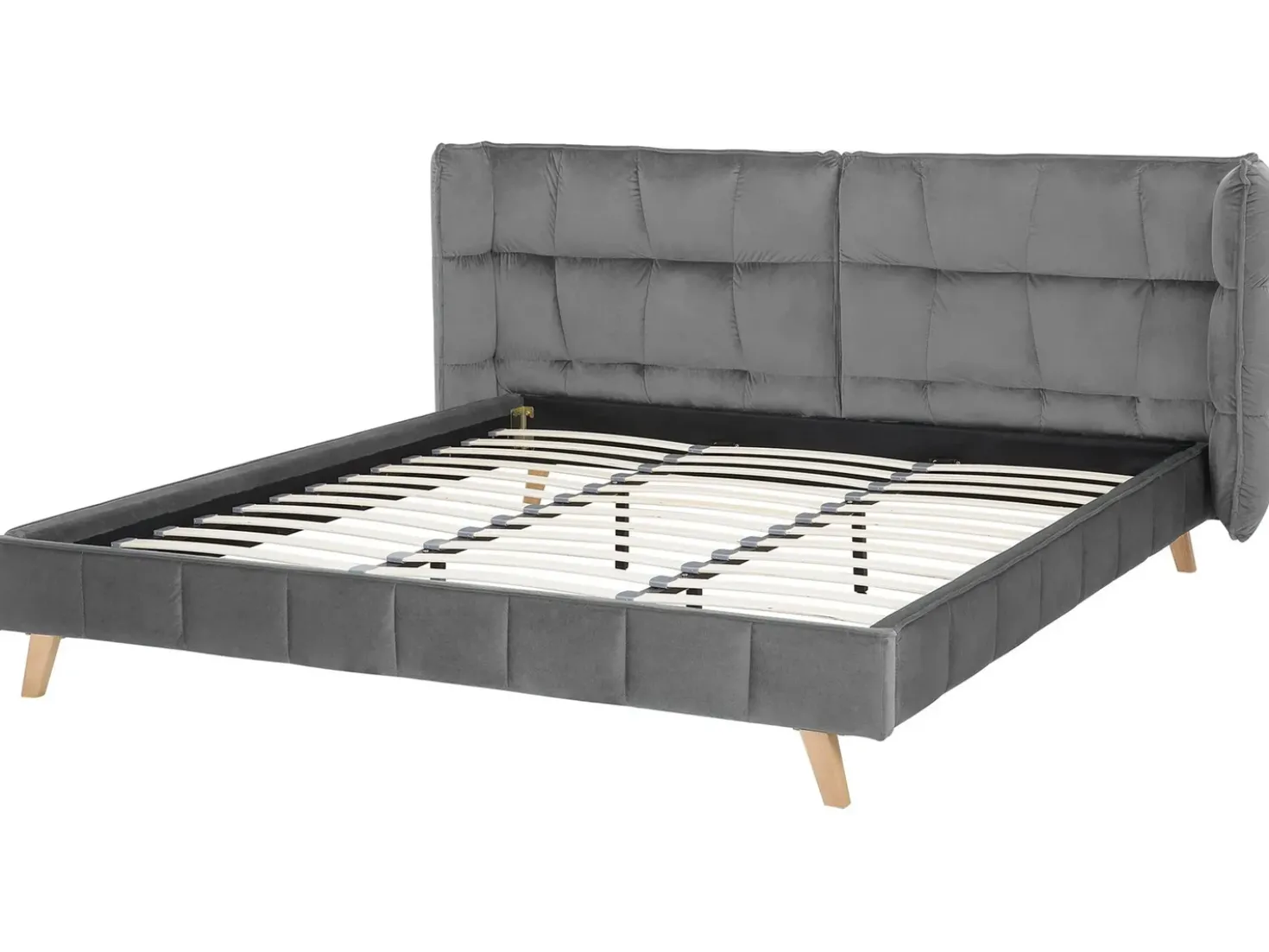 Letto Velluto SENLIS 180 x 200 cm Grigio