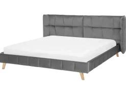 Letto Velluto SENLIS 180 x 200 cm Grigio