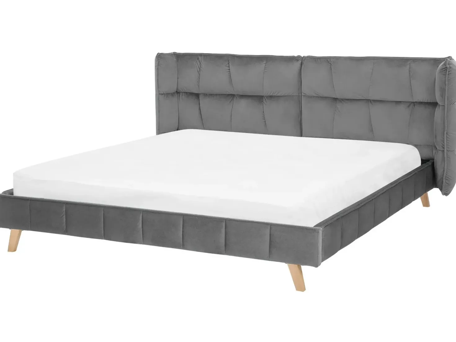 Letto Velluto SENLIS 180 x 200 cm Grigio