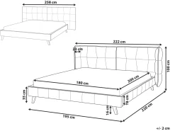 Letto Velluto SENLIS 180 x 200 cm Beige