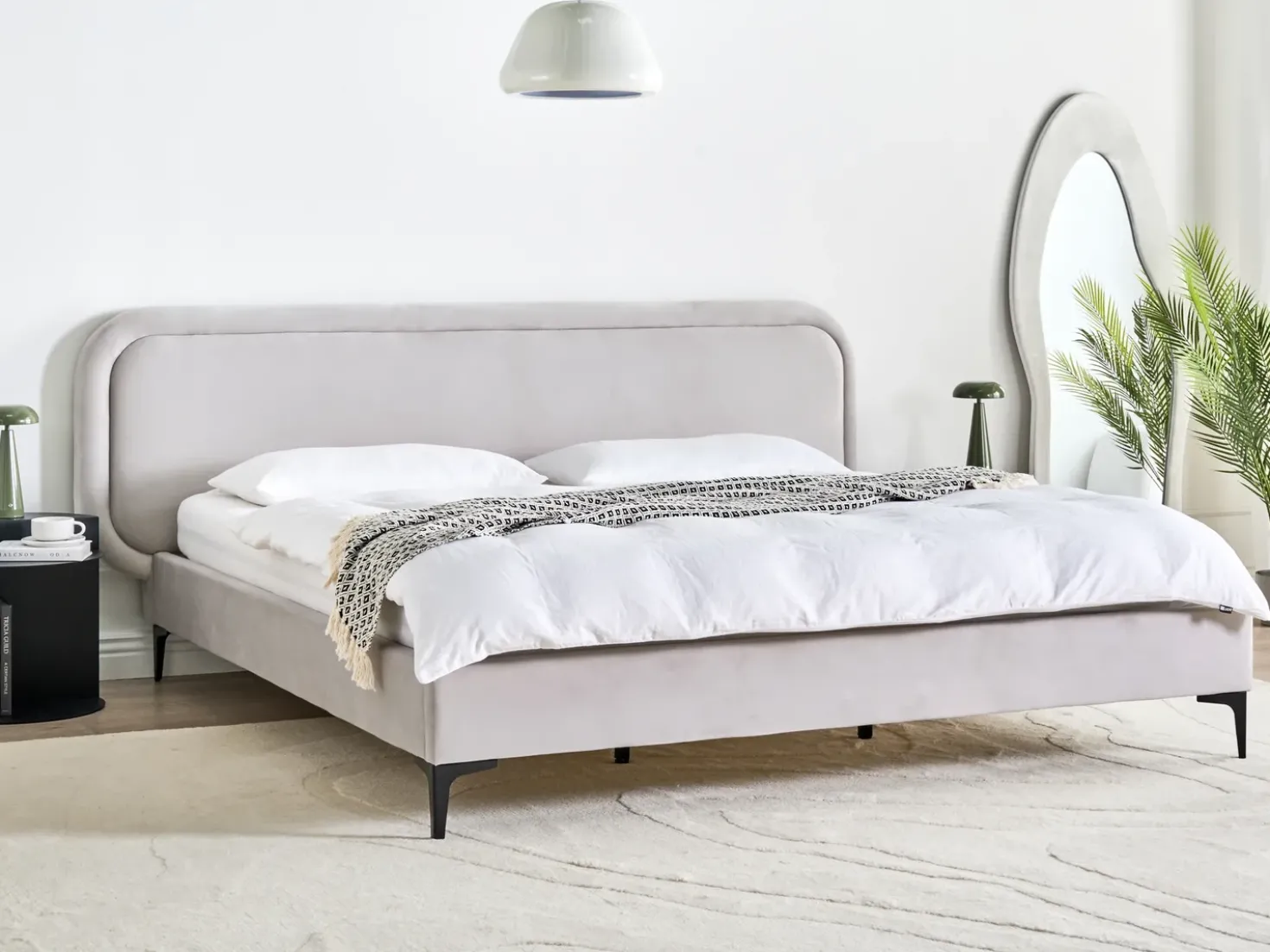 Letto Velluto SUZETTE 180 x 200 cm Grigio chiaro