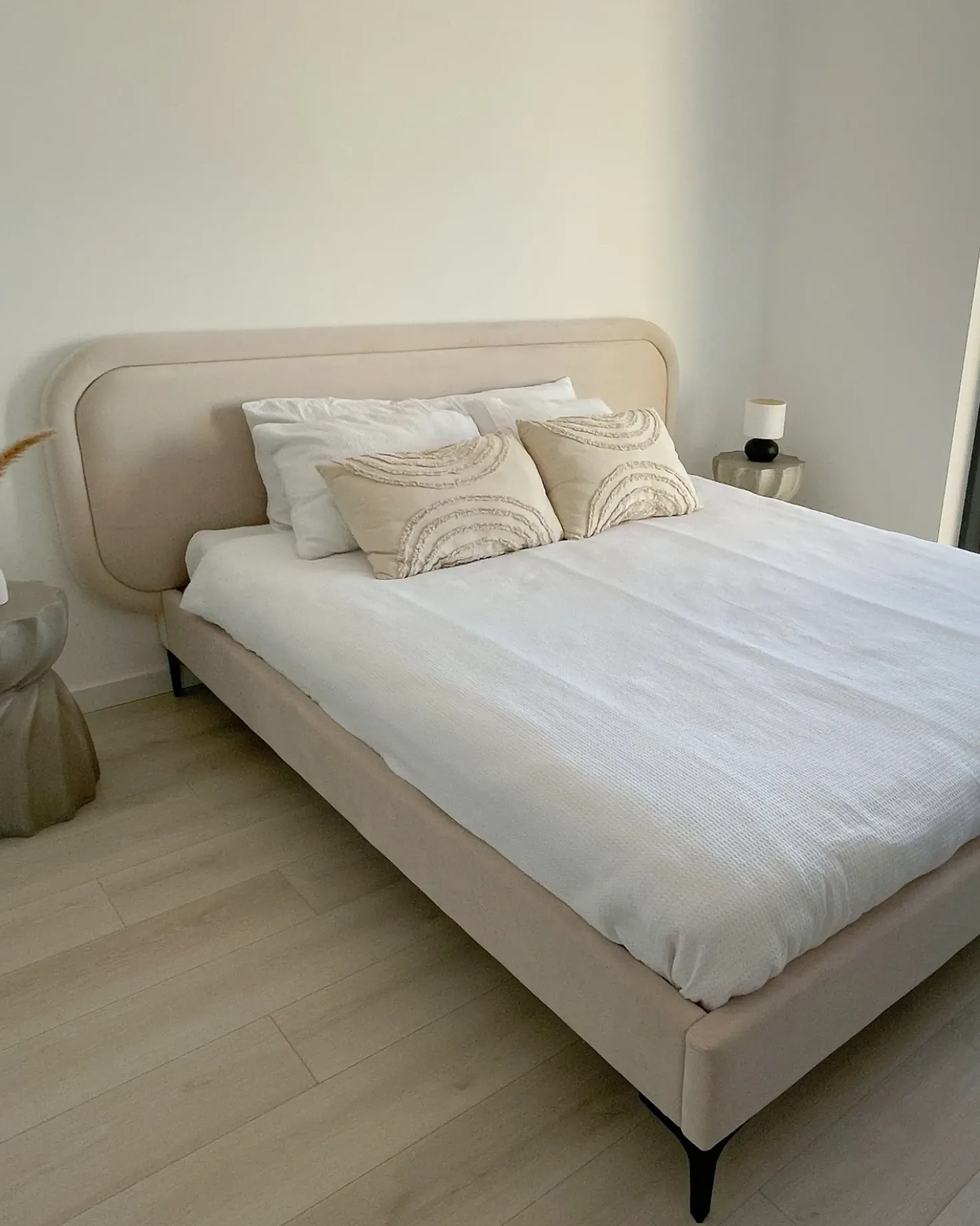 Letto Velluto SUZETTE 160 x 200 cm Beige chiaro