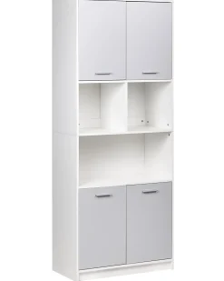Libreria a 4 ante ZEHNA Grigio/Bianco