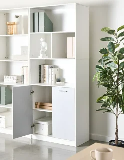 Libreria a 2 ante ZEHNA Grigio/Bianco