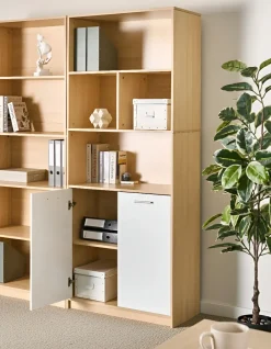 Libreria a 2 ante ZEHNA Marrone chiaro/Bianco