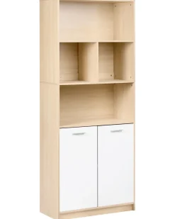 Libreria a 2 ante ZEHNA Marrone chiaro/Bianco