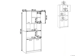 Libreria a 4 ante ZEHNA Marrone chiaro/Bianco