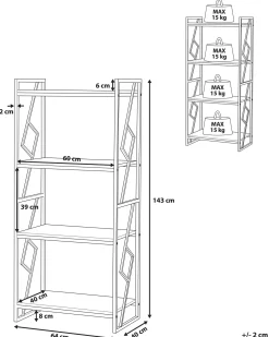 Libreria a 4 ripiani FORRES 143 cm Marrone/Nero