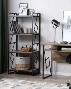 Libreria a 4 ripiani FORRES 143 cm Marrone/Nero