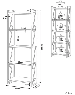 Libreria a 5 ripiani FORRES 184 cm Marrone/Nero