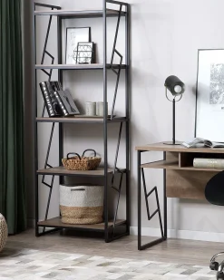 Libreria a 5 ripiani FORRES 184 cm Marrone/Nero