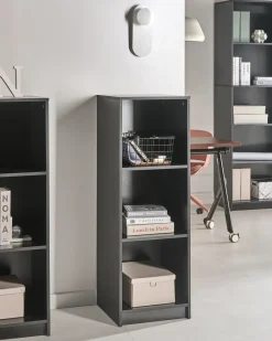 Libreria a 3 ripiani ZEHNA 117 cm Nero