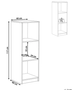 Libreria a 3 ripiani ZEHNA 117 cm Nero