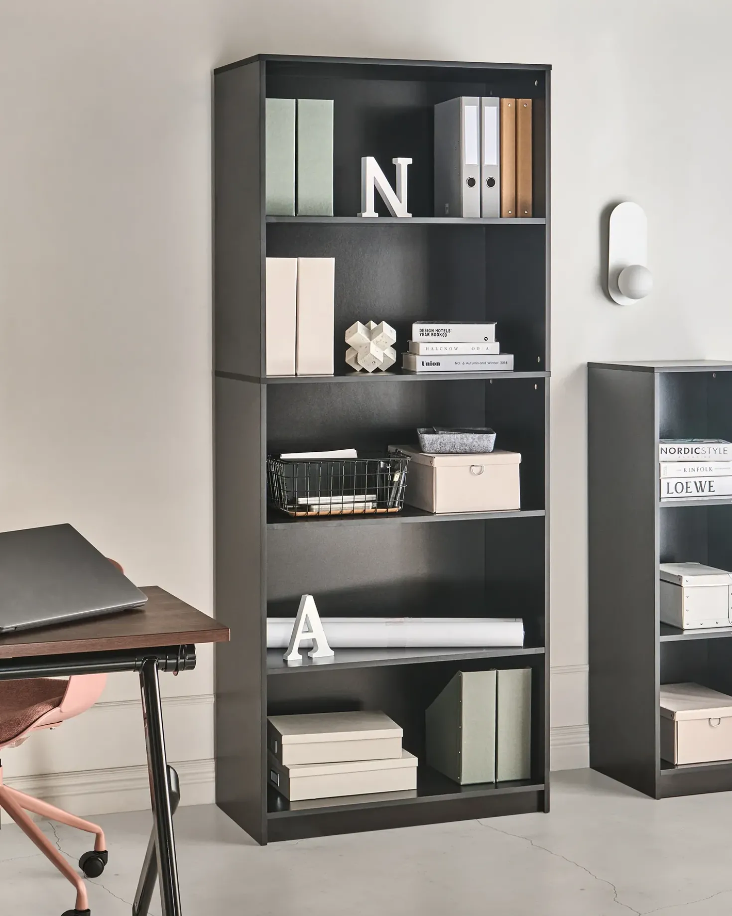 Libreria a 5 ripiani ZEHNA 197 cm Nero
