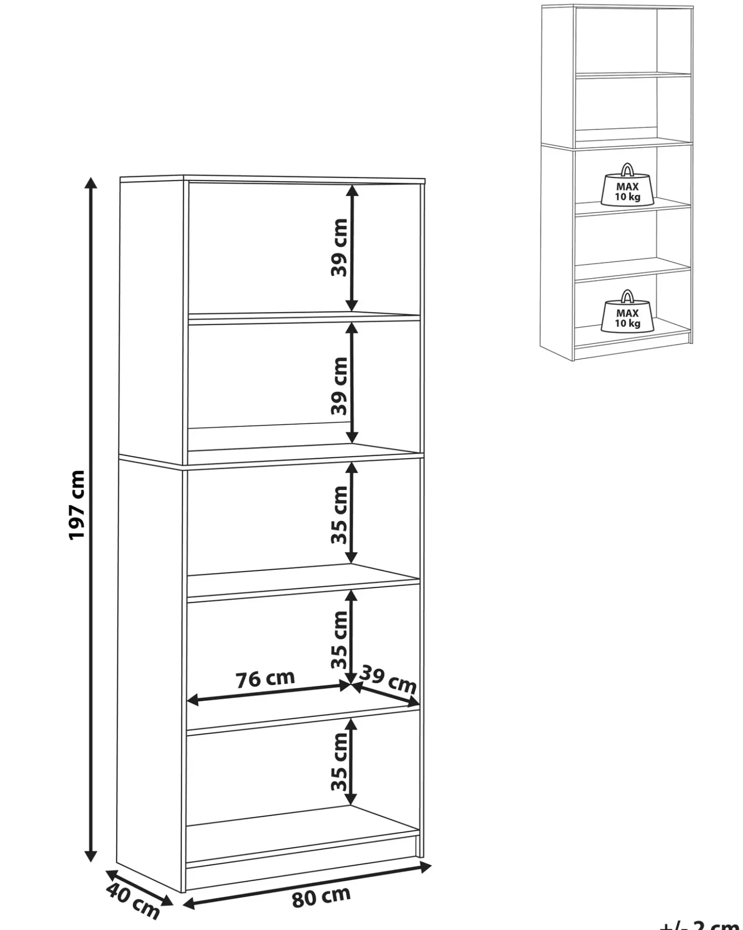 Libreria a 5 ripiani ZEHNA 197 cm Marrone chiaro