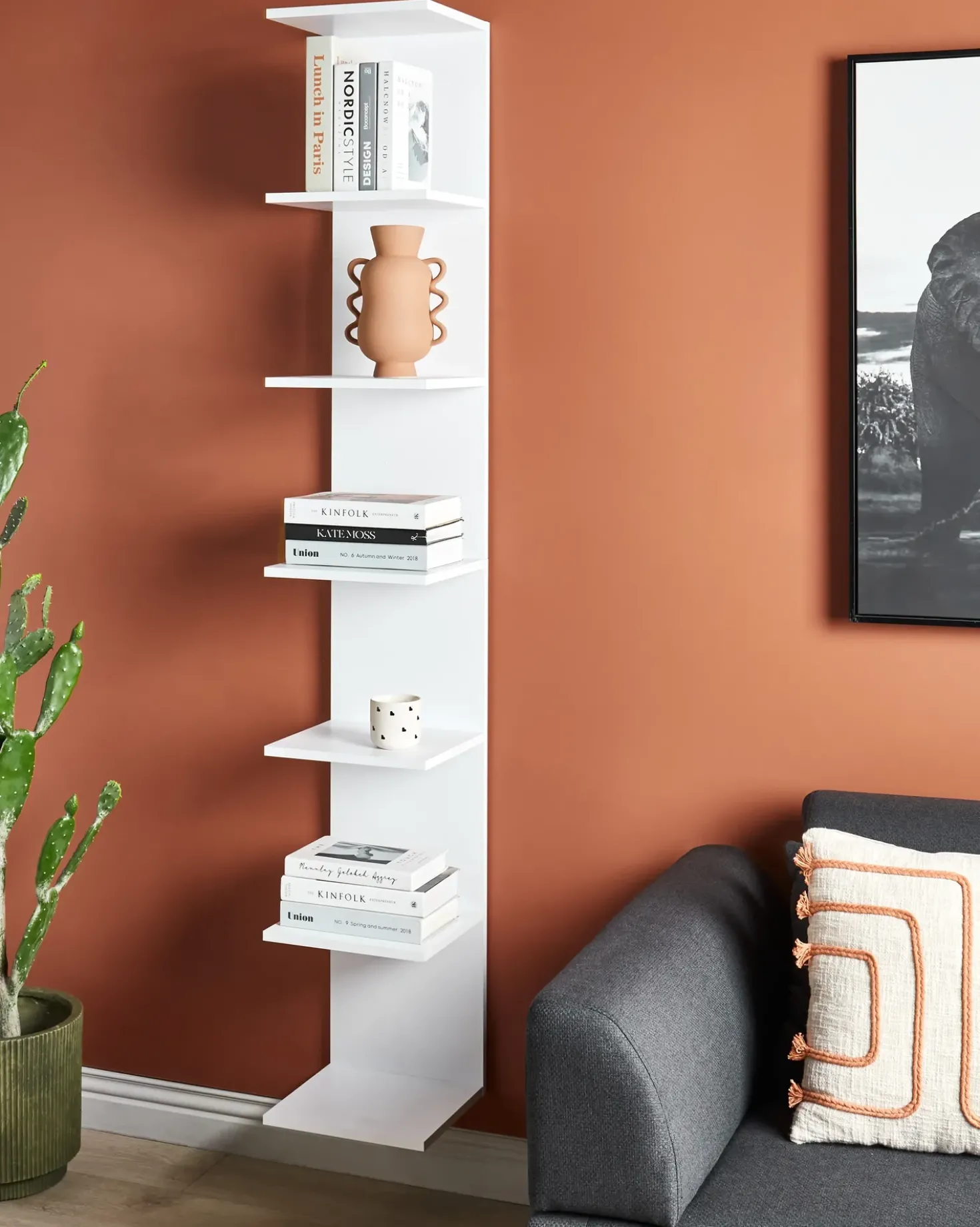 Libreria a parete ESTON 190 cm Bianco