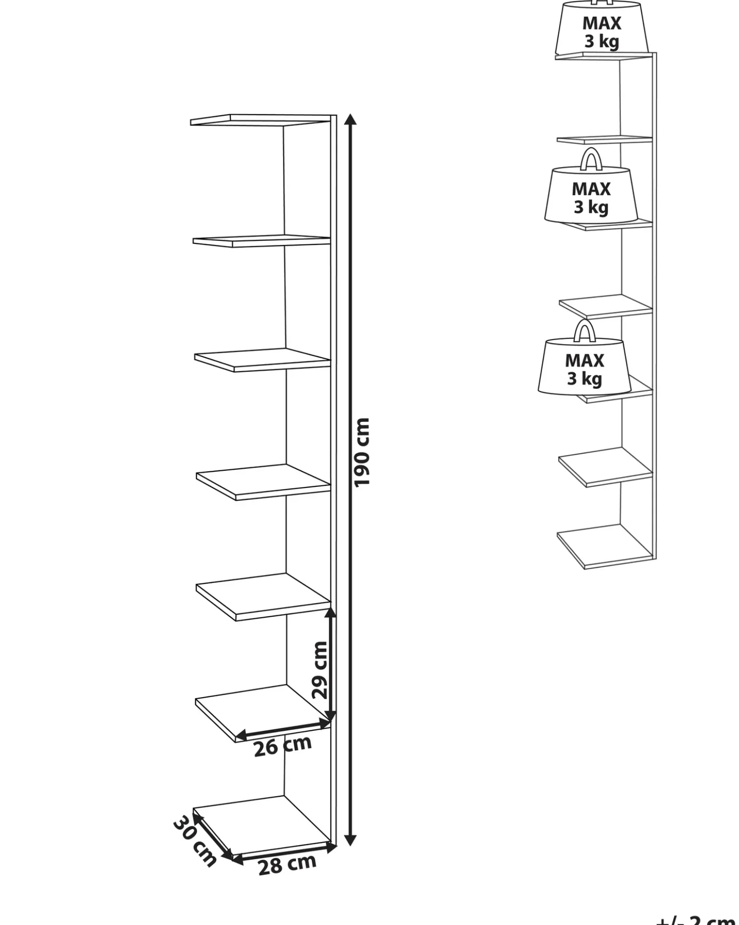 Libreria a parete ESTON 190 cm Bianco