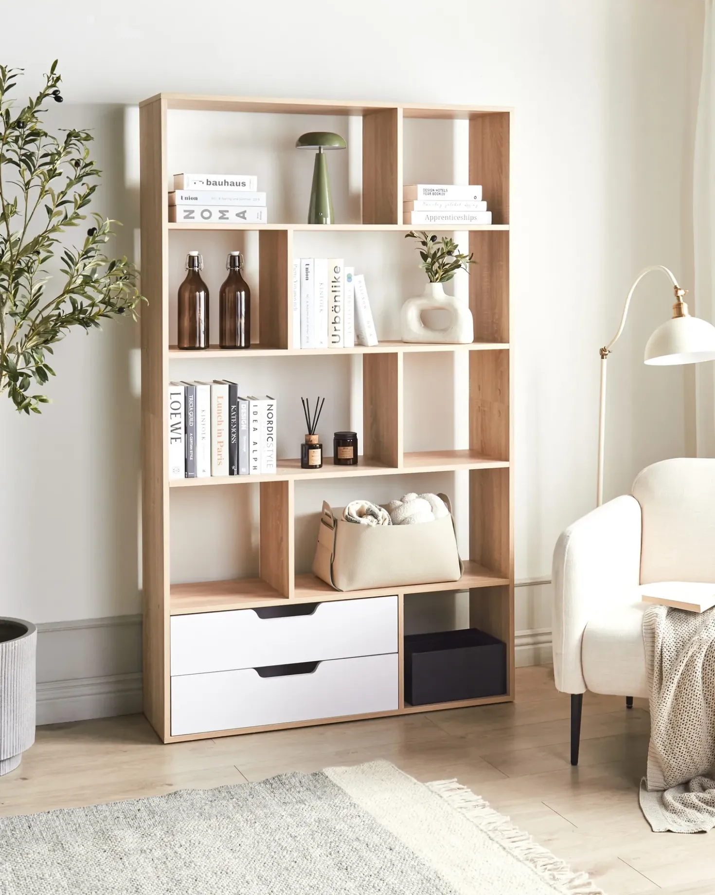 Libreria WADENA 185 cm Marrone/Bianco