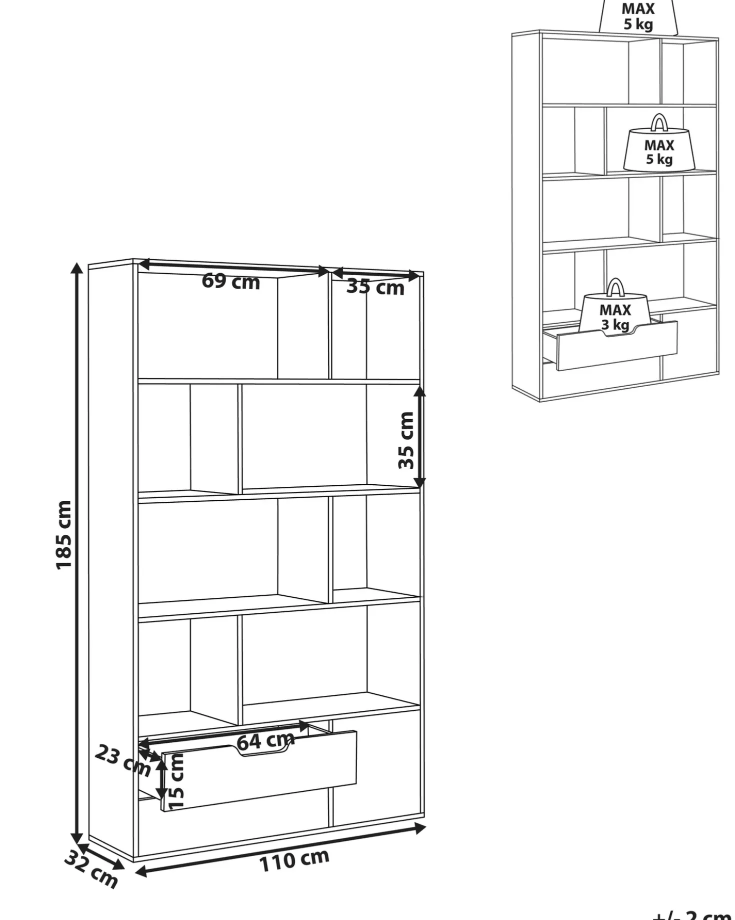 Libreria WADENA 185 cm Marrone/Bianco