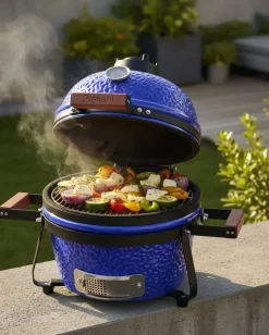 Mini barbecue a carbonella KAMADO Ceramica Blu