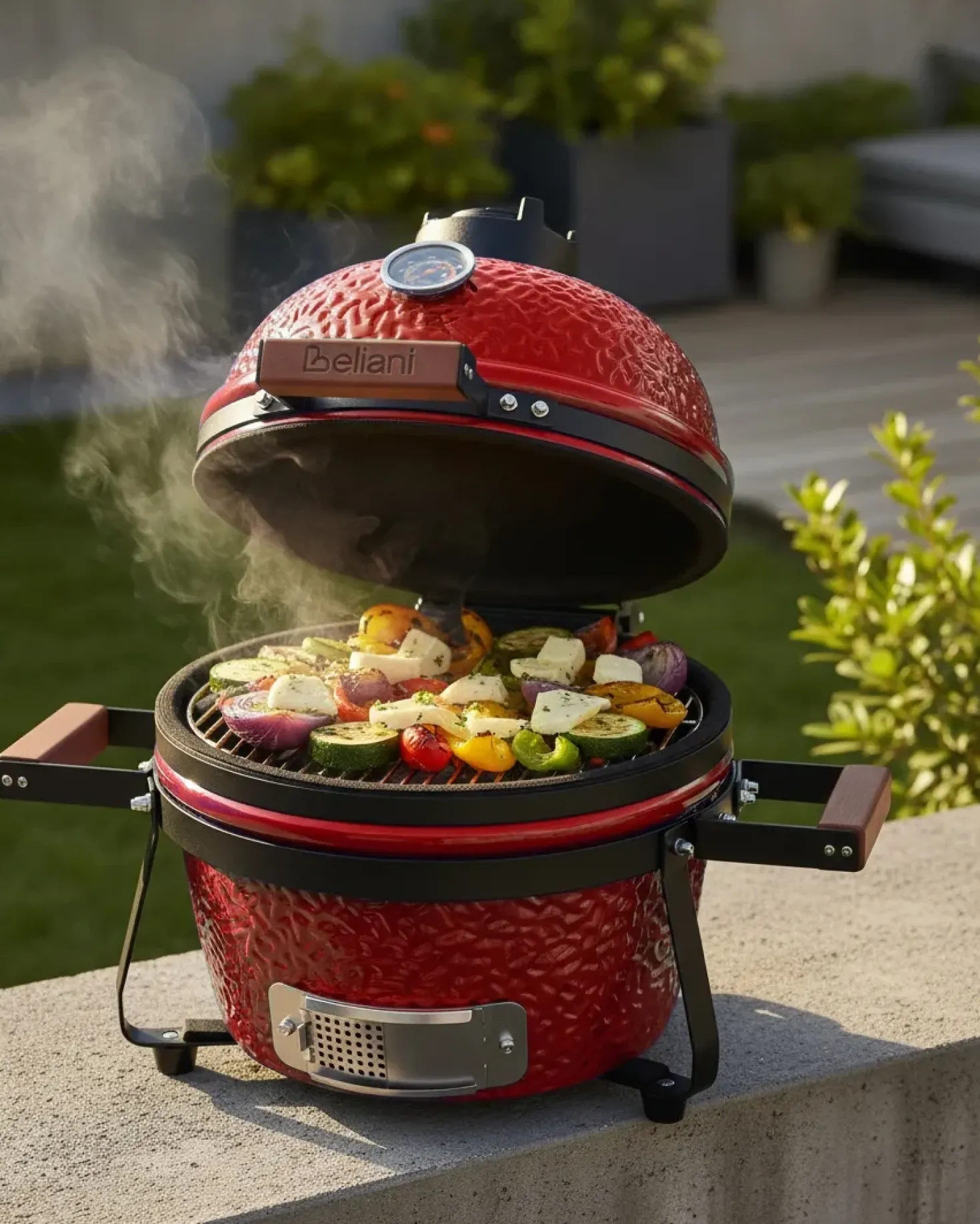 Mini barbecue a carbonella KAMADO Ceramica Rosso
