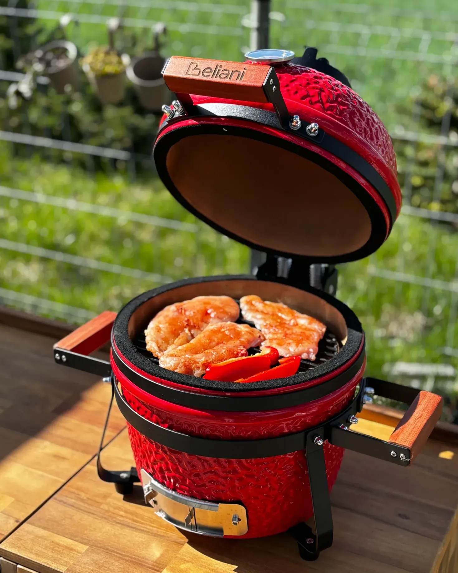 Mini barbecue a carbonella KAMADO Ceramica Rosso