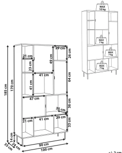 Mobile con 5 ripiani AMOS 185 cm Marrone chiaro