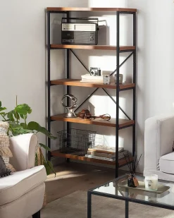 Mobile con 4 ripiani BRISBANE 160 cm Marrone scuro