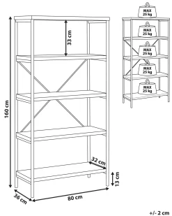 Mobile con 4 ripiani BRISBANE 160 cm Marrone scuro