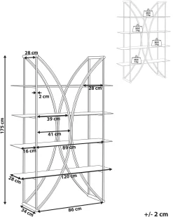 Mobile con 4 ripiani HOLLOW Metallo 175 cm Argento