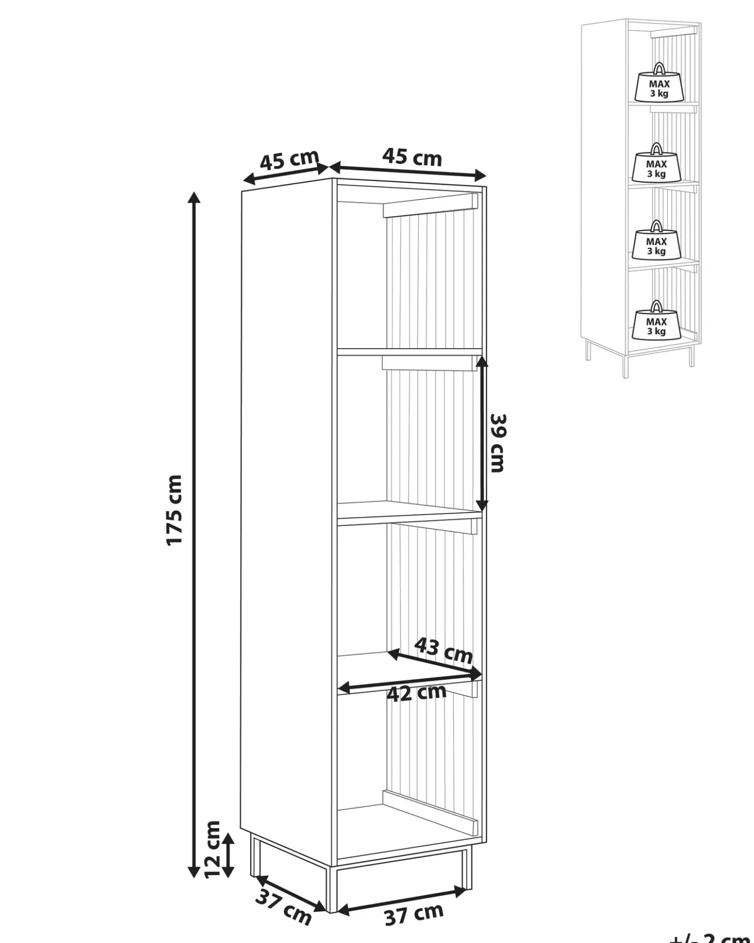 Mobile con 4 ripiani LEANDRO 175 cm Marrone chiaro