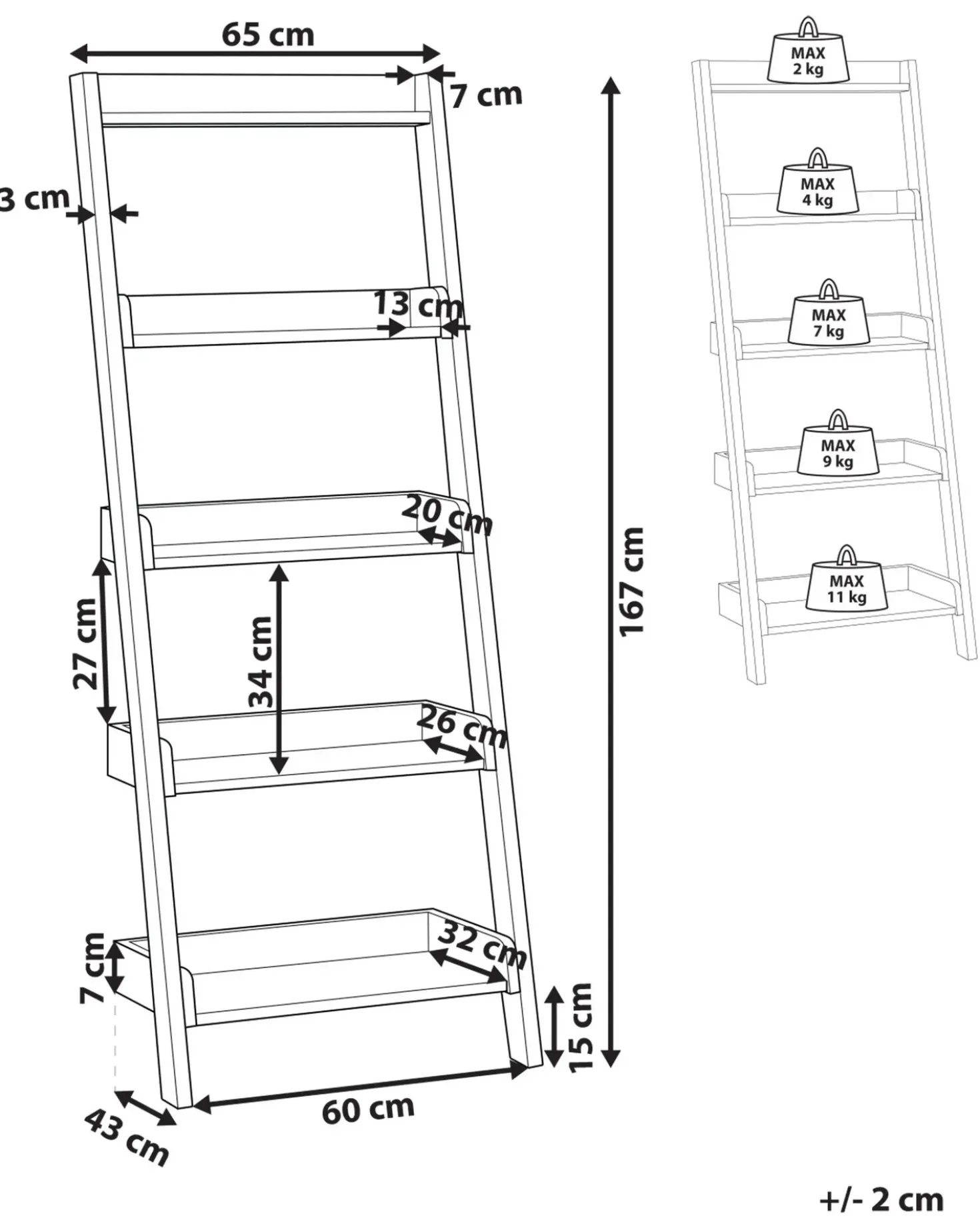 Mobile con 5 ripiani MOBILE TRIO 167 cm Marrone scuro