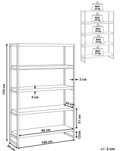Mobile con 4 ripiani TIFTON 155 cm Marrone scuro