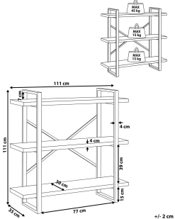Mobile con 3 ripiani TIMBER 111 cm Marrone scuro