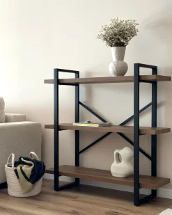 Mobile con 3 ripiani TIMBER 111 cm Marrone scuro