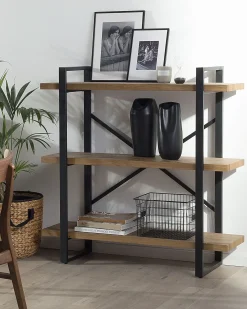 Mobile con 3 ripiani TIMBER 111 cm Marrone scuro