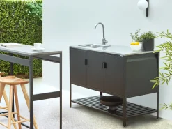 Mobile da cucina per esterni con lavello MAENZA Metallo Nero