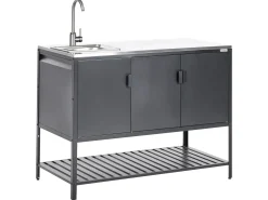 Mobile da cucina per esterni con lavello MAENZA Metallo Nero