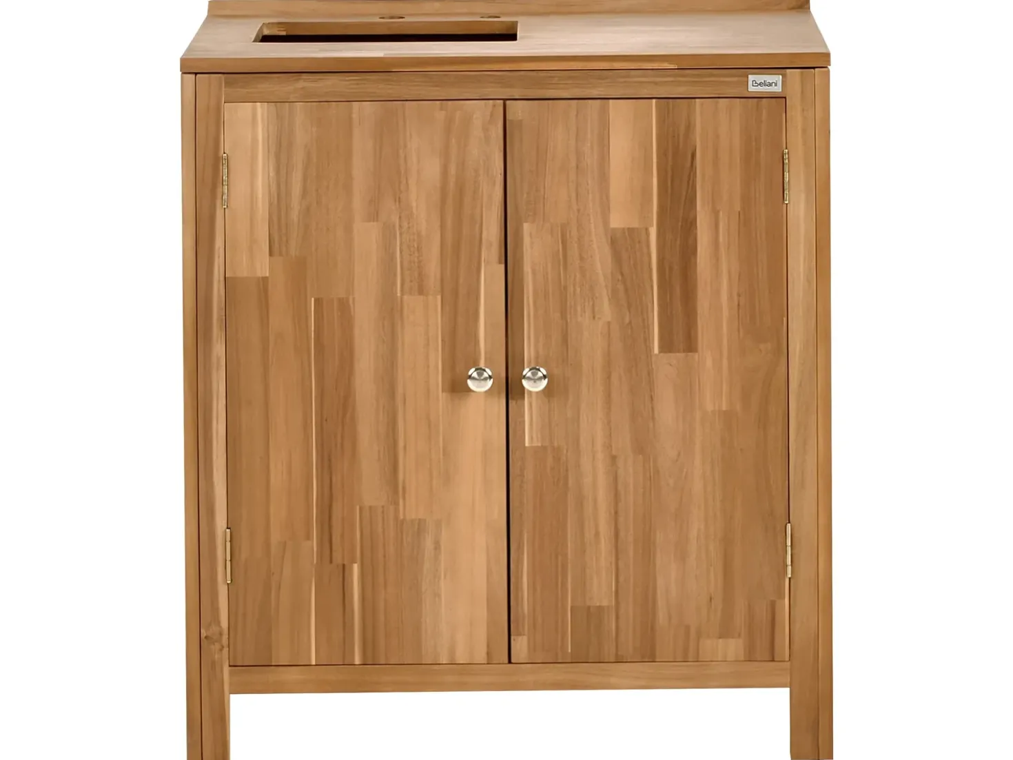 Mobile da cucina per esterni con lavello VENOSA Legno d'acacia Marrone/Nero