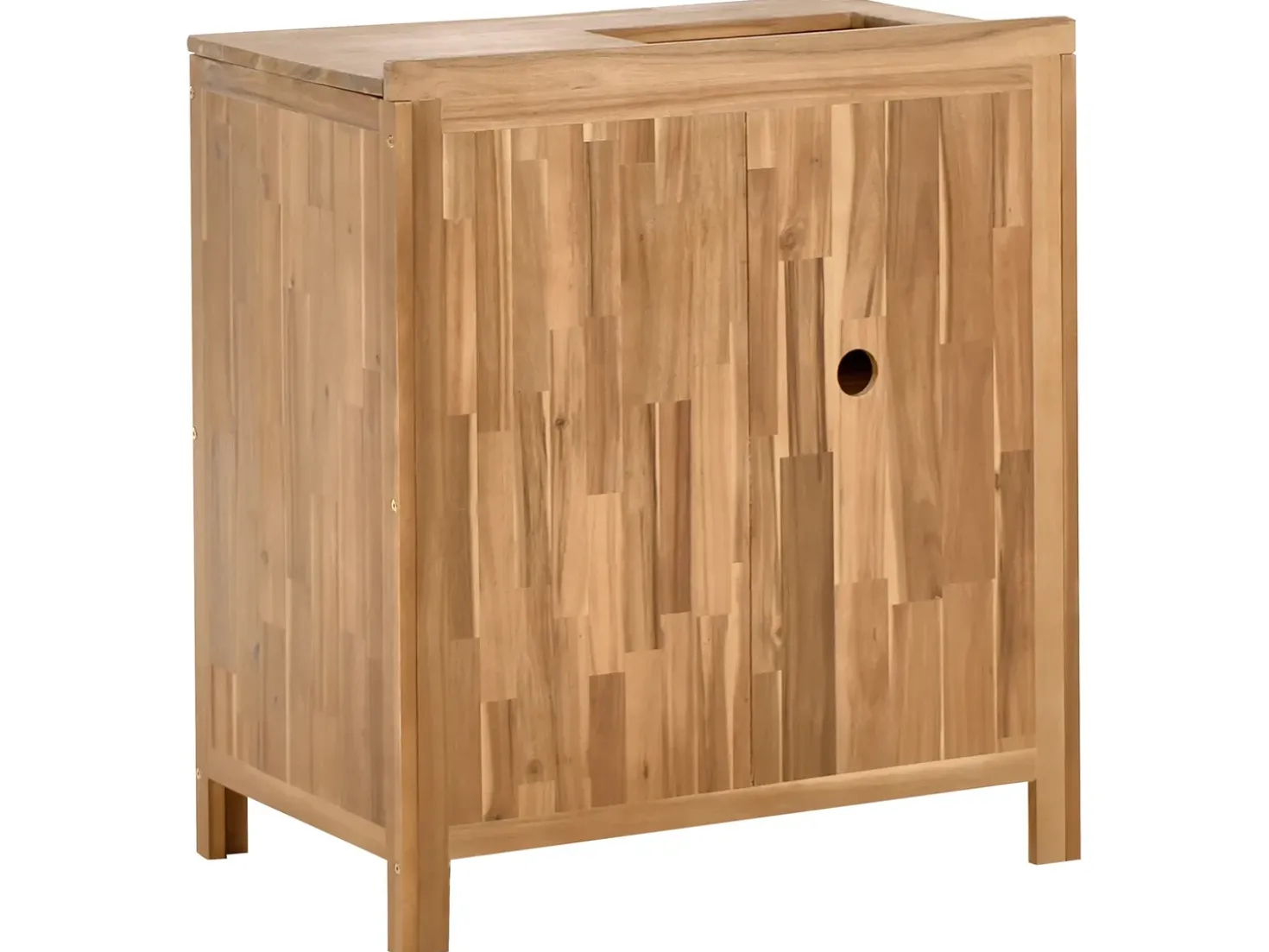 Mobile da cucina per esterni con lavello VENOSA Legno d'acacia Marrone/Nero
