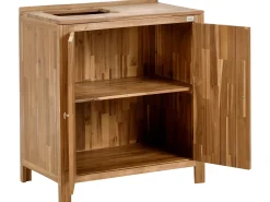 Mobile da cucina per esterni con lavello VENOSA Legno d'acacia Marrone/Nero