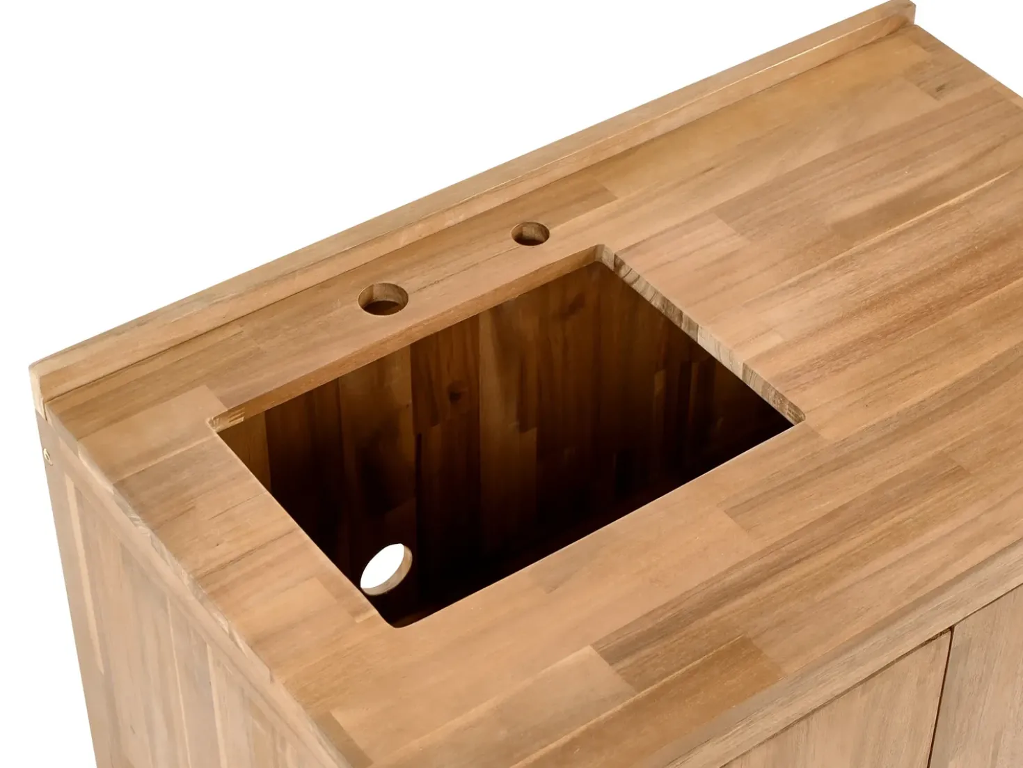 Mobile da cucina per esterni con lavello VENOSA Legno d'acacia Marrone/Nero