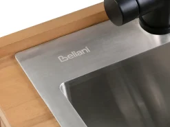 Mobile da cucina per esterni con lavello IVREA Legno di acacia certificato Marrone/Nero