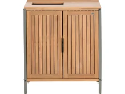 Mobile da cucina per esterni con lavello IVREA Legno di acacia certificato Marrone/Nero