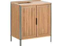 Mobile da cucina per esterni con lavello IVREA Legno di acacia certificato Marrone/Nero