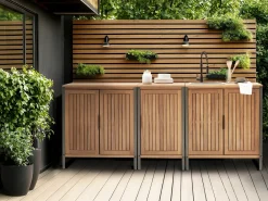 Mobile da cucina per esterni IVREA Legno di acacia certificato Marrone