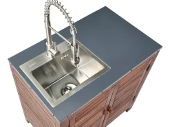 Mobile da cucina per esterni con lavello BRUCOLI Legno d'acacia Marrone/Argento